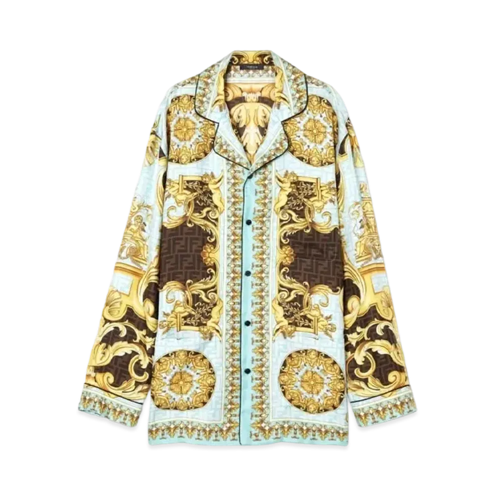 FENDI x Versace Fendace Gold Baroque Pyjama Top "Blue"