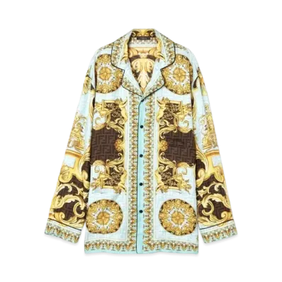 FENDI x Versace Fendace Gold Baroque Pyjama Top "Blue"