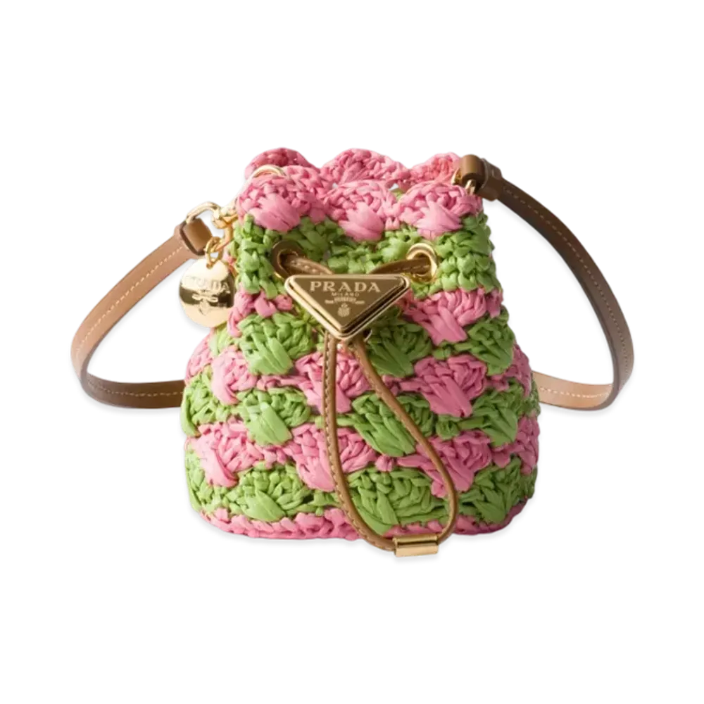 PRADA Crochet Mini Pouch "Pink/Light Green"