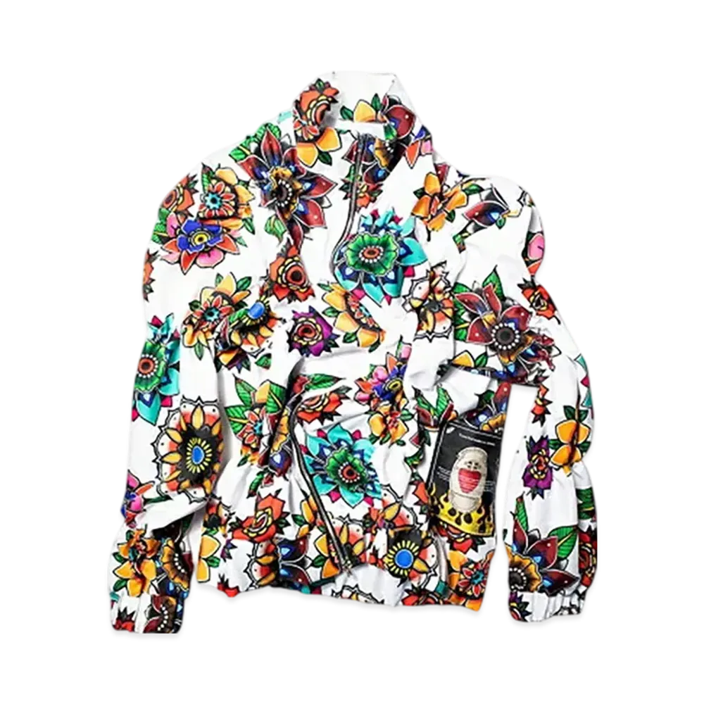 TENDER PERSON Flower Pattern Track Tops "White"
