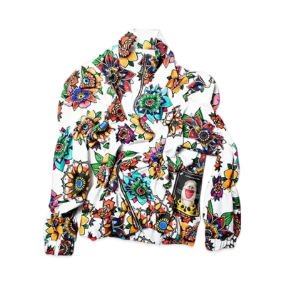 TENDER PERSON Flower Pattern Track Tops "White"