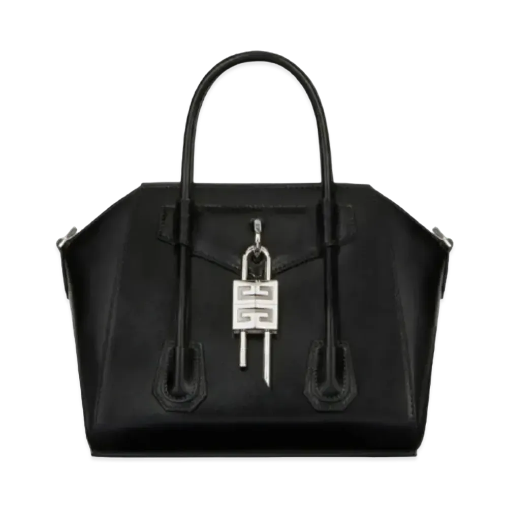 GIVENCHY Mini Antigona Lock Bag in Box Leather "Black"