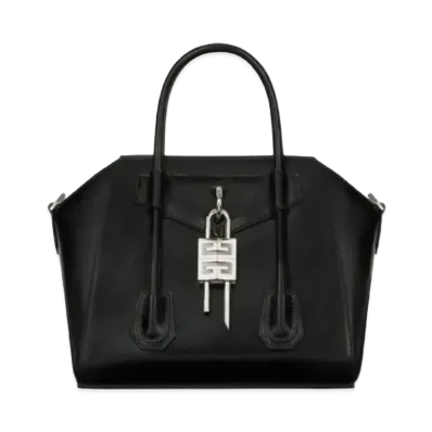 GIVENCHY Mini Antigona Lock Bag in Box Leather "Black"
