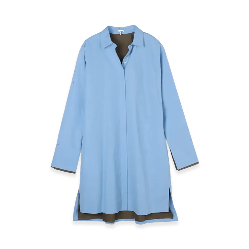 LOEWE Women's Turn-Up Shirt Dress "Ash Blue"