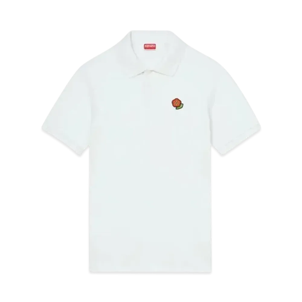 KENZO 'POP' Embroidery Slim Polo in Cotton "Off White"
