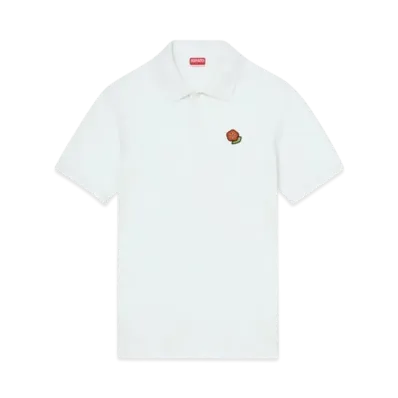 KENZO 'POP' Embroidery Slim Polo in Cotton "Off White"