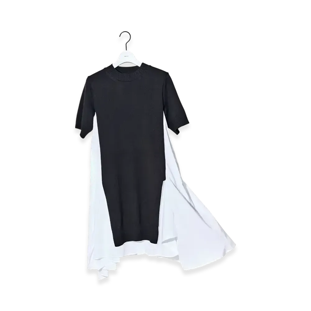 sacai Cotton Poplin x Knit Dress "Black/Off White"