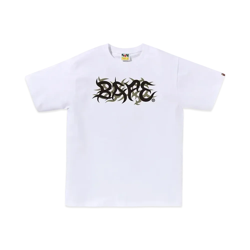 A BATHING APE Trial Camo Bape Logo Tee "White"