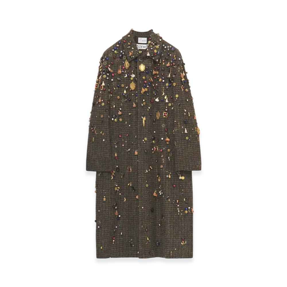 LOEWE x Howl's Moving Castle Embellished Long Coat in Wool "Green/Brown"