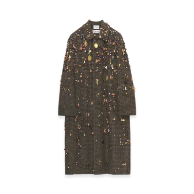LOEWE x Howl's Moving Castle Embellished Long Coat in Wool "Green/Brown"