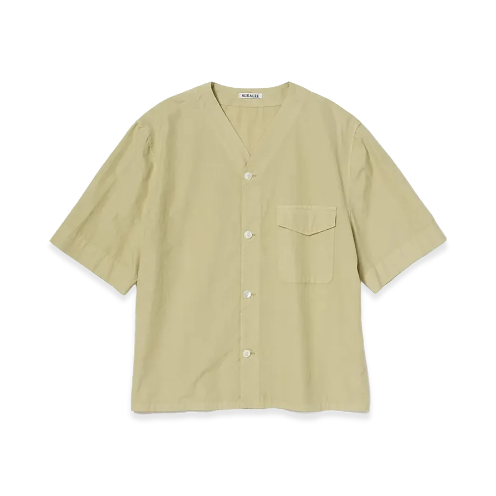 AURALEE Garment-Dyed Finx Shuttle Weather Half Sleeved Shirt "Khaki Beige"
