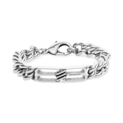 BALENCIAGA BB Icon Gourmette Bracelet "Antique Silver"