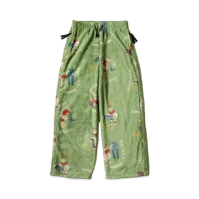 KAPITAL COUNTRY RENDER柄 FLEECE EASY STRAIGHT PANTS "Light Green"