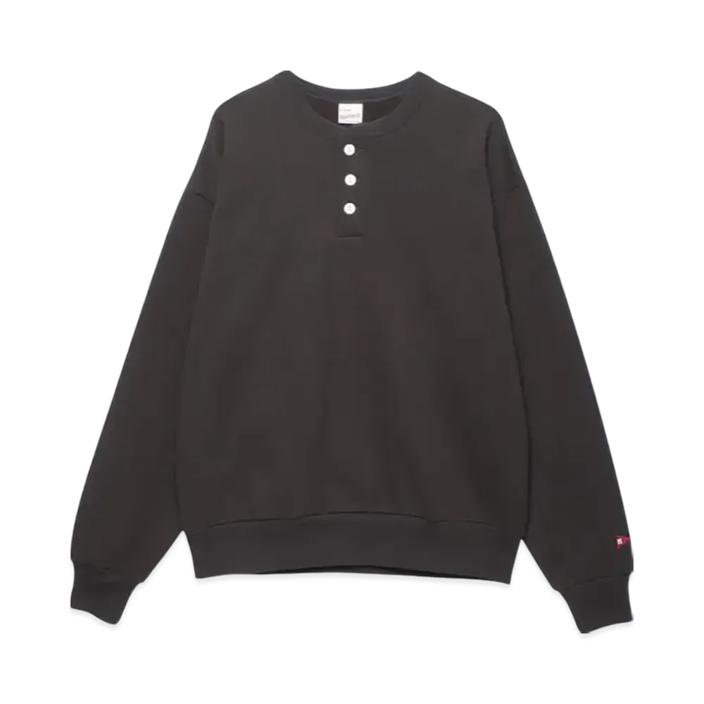 Healthknit Classic Sweat Henley Neck Long Sleeve "Fade Black"