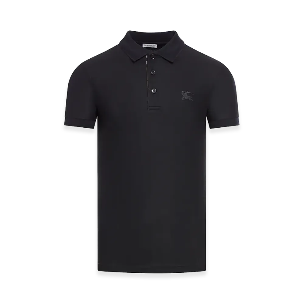 Burberry Cotton Polo Shirt With Embroidered EKD Logo "Black"