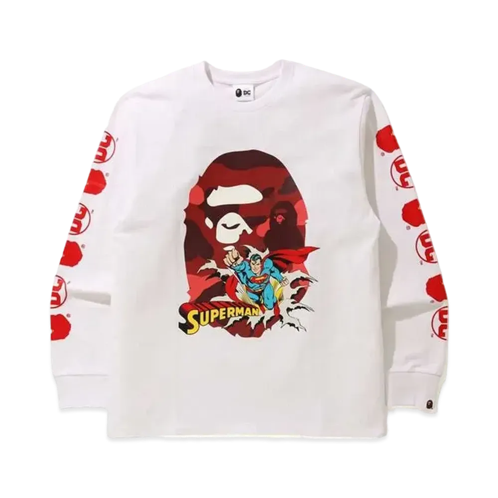 A BATHING APE / DC Superman Long Sleeve Tee "White"