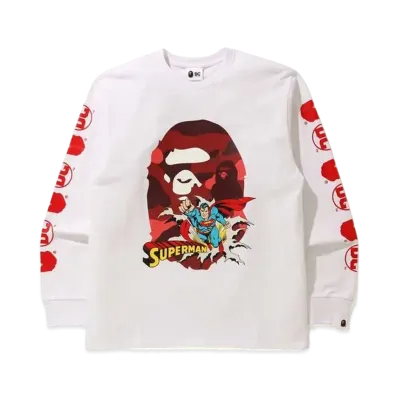A BATHING APE / DC Superman Long Sleeve Tee "White"