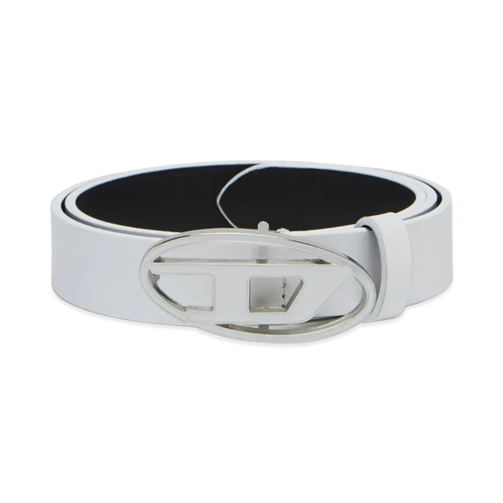 Diesel Women's "Oval D" Buckle Belt "White"