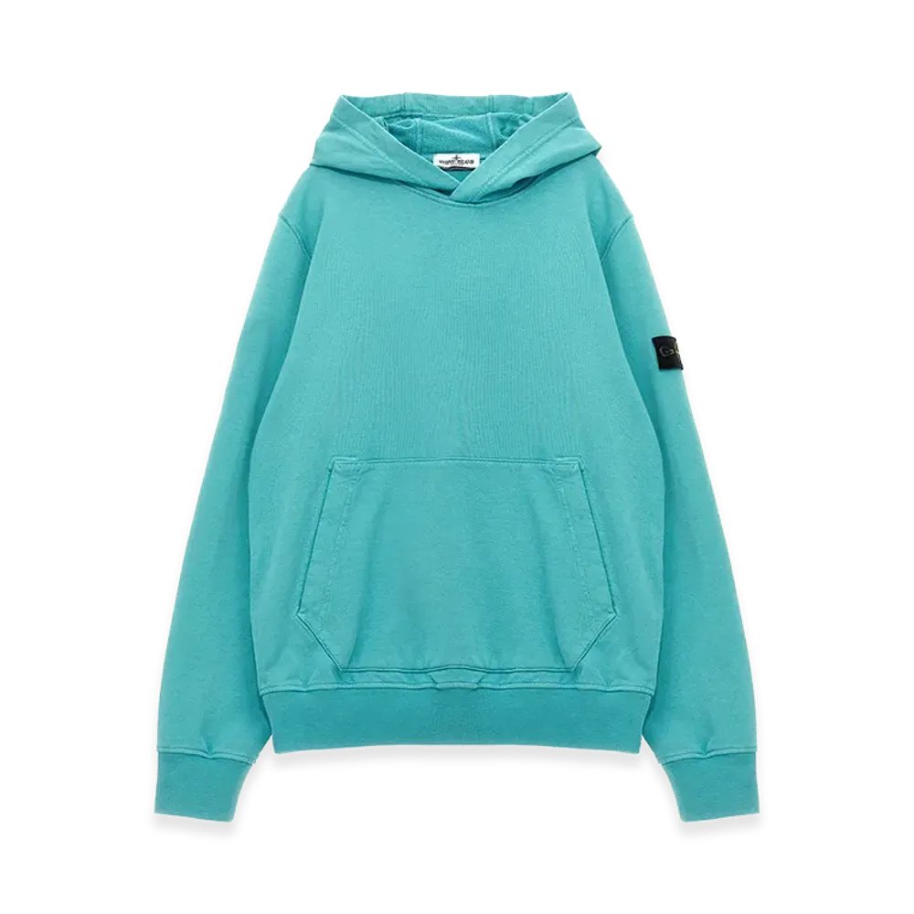 Stone Island Kids Logo Badge Hoodie "Light Blue"