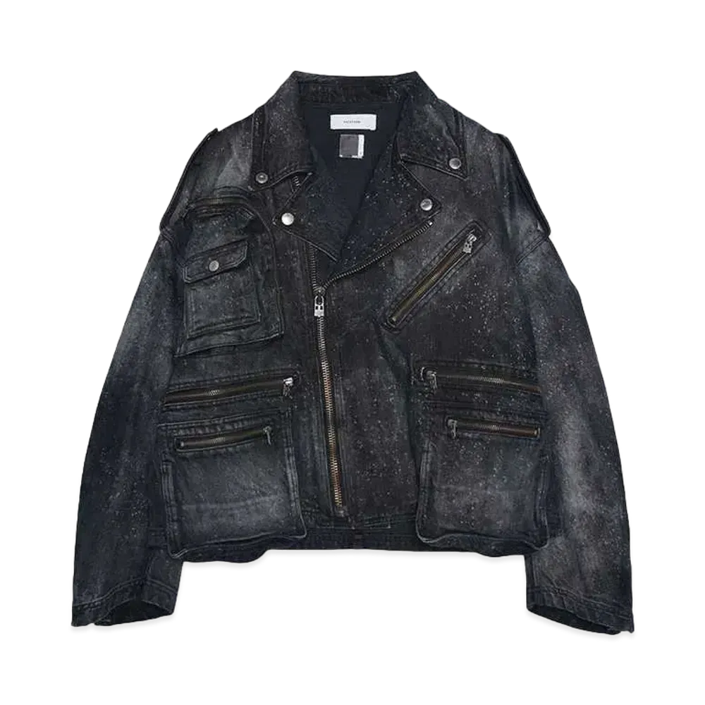 FACETASM GALAXY DENIM RIDERS JACKET "BLACK"
