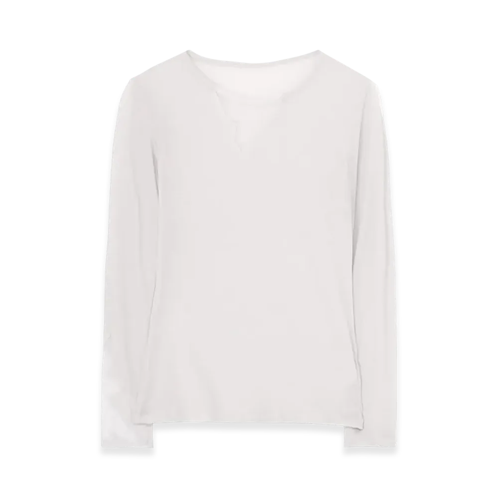 Yohji Yamamoto Kanade Diagonal Gauze Zigzag Panel Long Slv T "Light Gray"