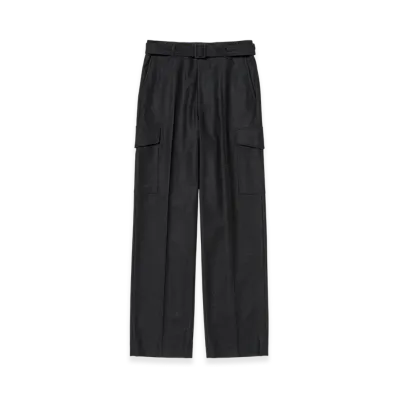 AURALEE Wool Fulling Flannel Cargo Slacks "Top Charcoal"