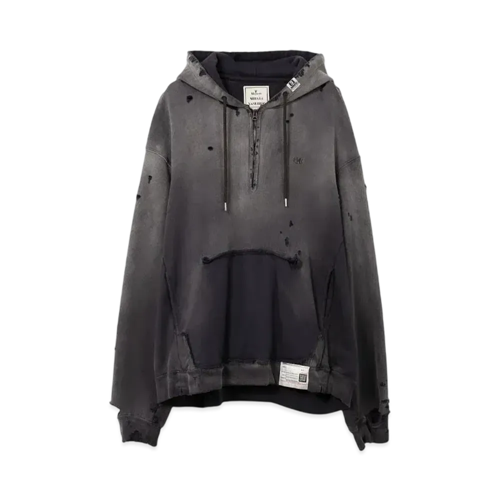 Maison MIHARA YASUHIRO Sun Faded Like Half Zip-Up Hoodie "Black"