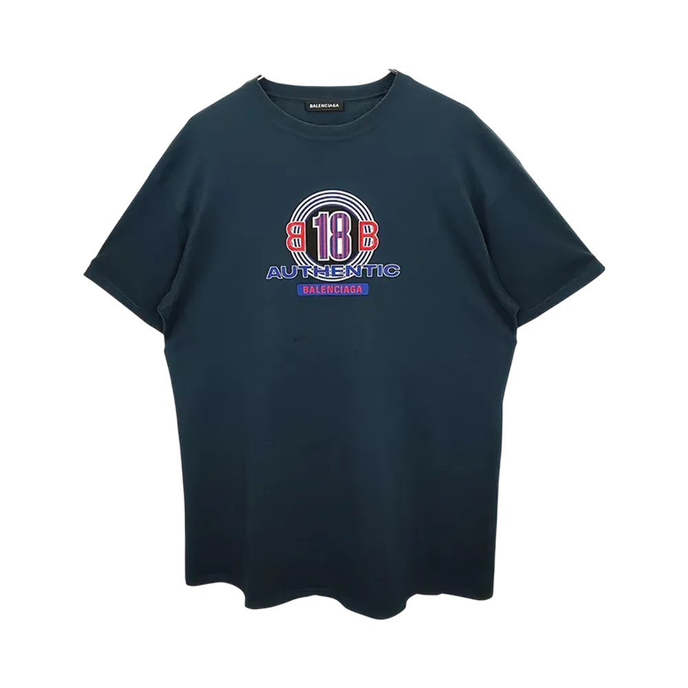 バレンシアガ オーセンティック プリント Tシャツ "ネイビー" 512071TBV014002