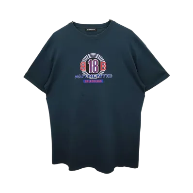 BALENCIAGA Authentic Print Tee "Navy"