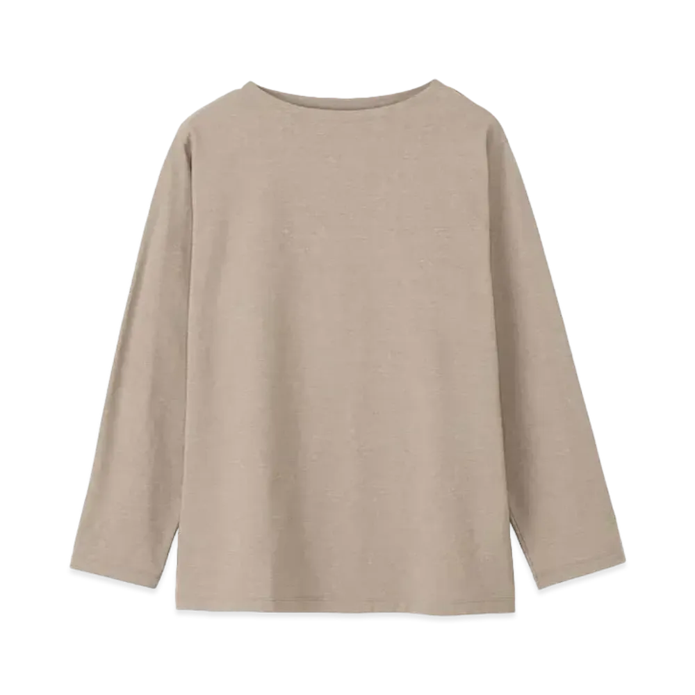 Goldwin Hard Twist Boat Neck Long Sleeve T-Shirt (Unisex) "Woody Beige"