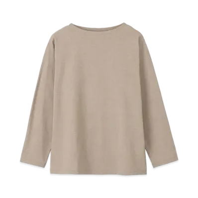 Goldwin Hard Twist Boat Neck Long Sleeve T-Shirt (Unisex) "Woody Beige"
