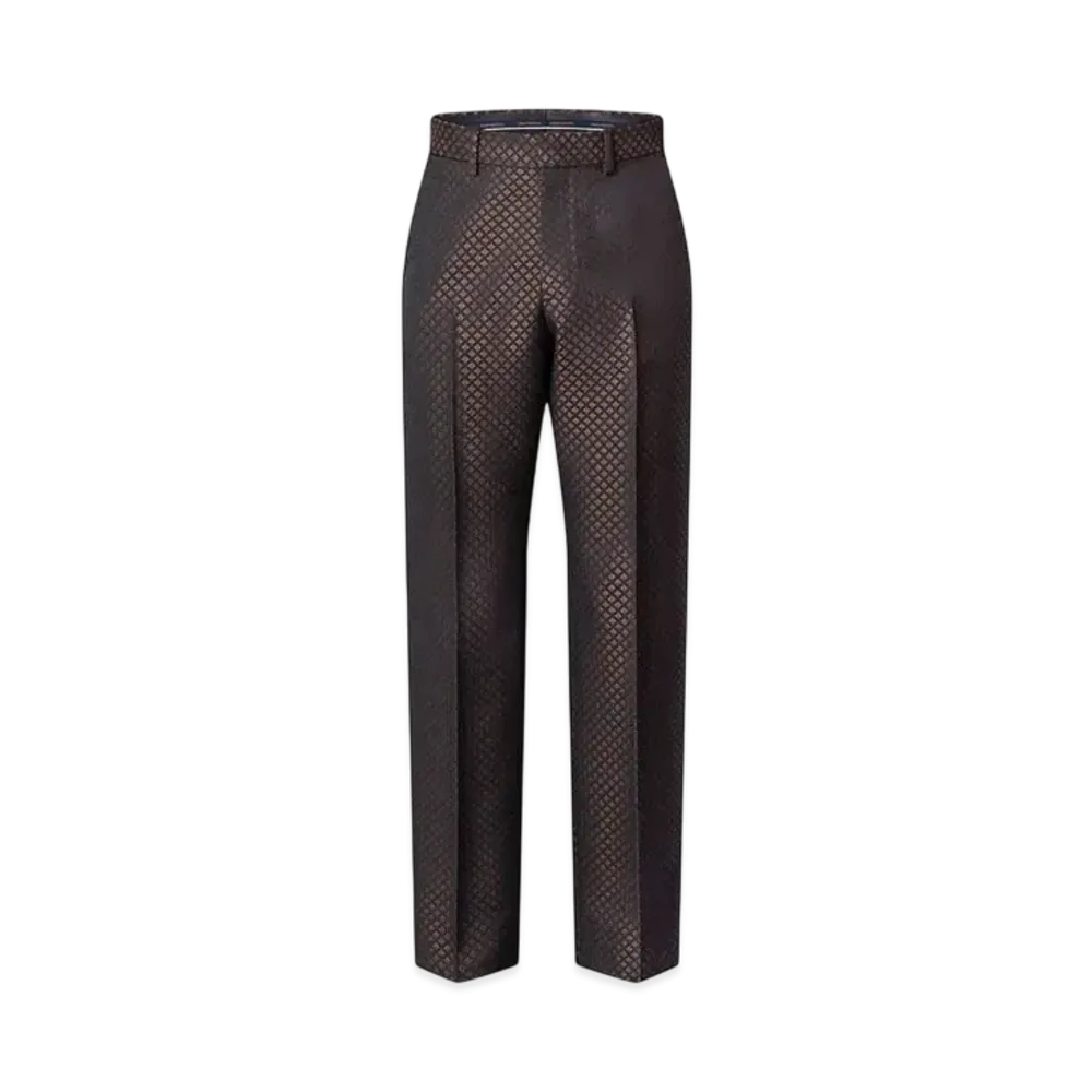 Louis Vuitton Wool-Silk Blend Monogram Evening Cigarette Pants "Mid Brown"