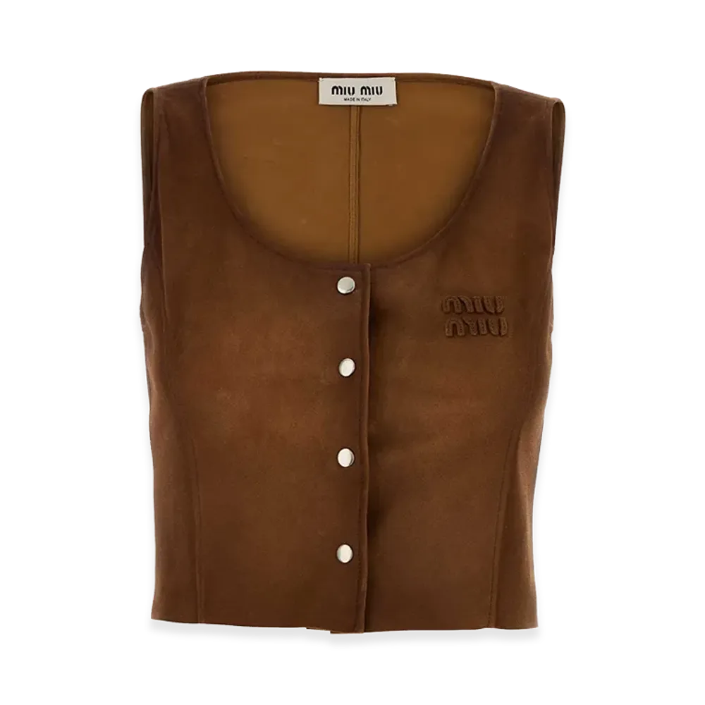 MIU MIU Women's Suede Top "Brown"
