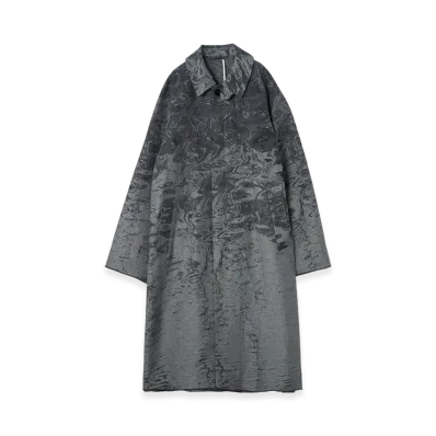 YOKE Cotton Linen Photo Jacquard Balmacaan Coat "Gray"