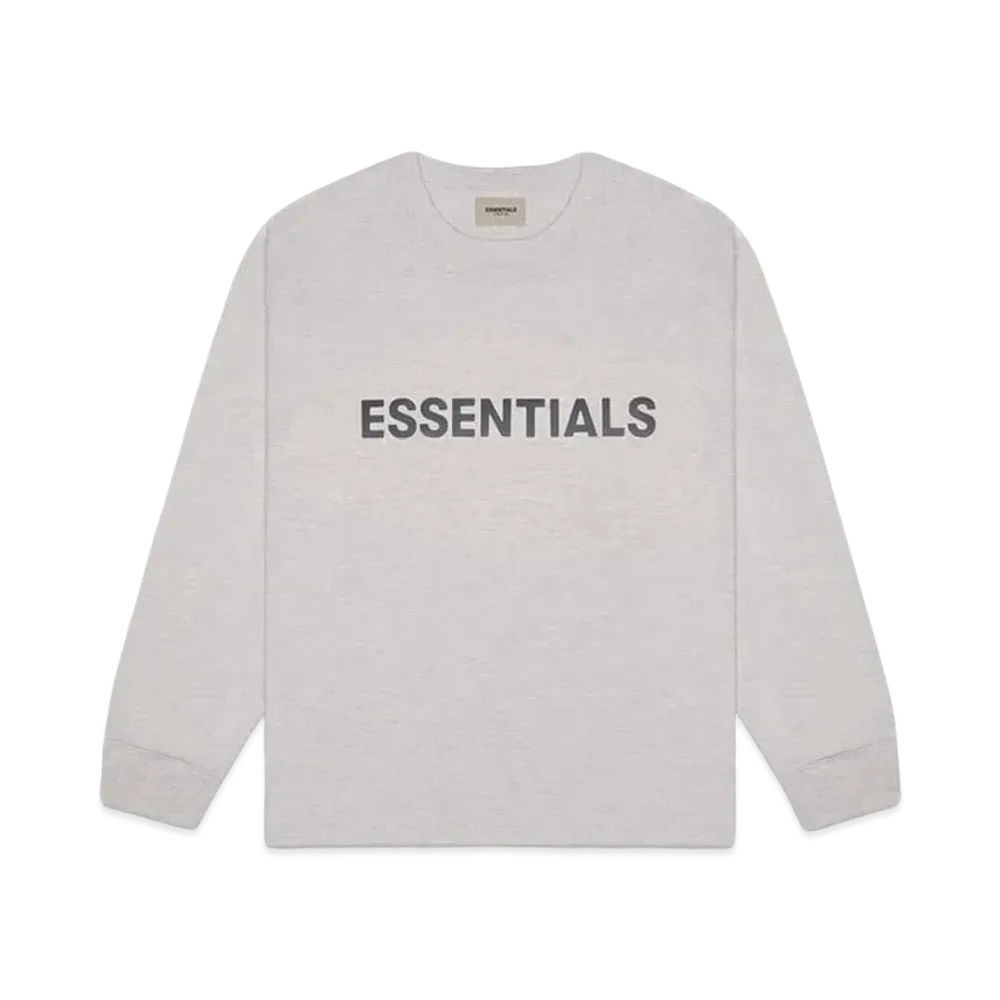 FEAR OF GOD ESSENTIALS 3D Silicon Applique Boxy Long Sleeve T-Shirt "Heather Oatmeal"