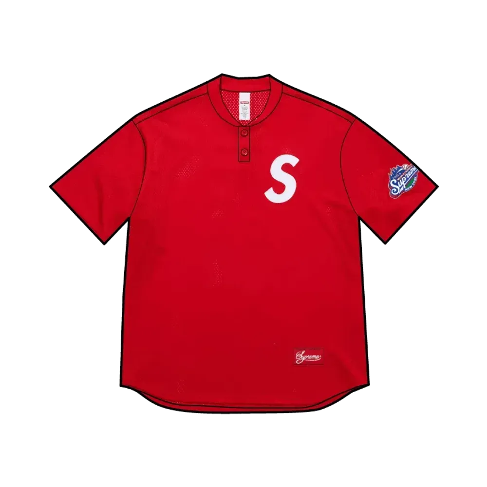 Supreme S Logo Baseball Henley "Red"