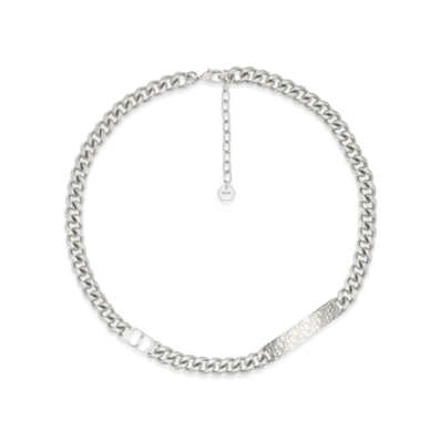 Dior Chain Link Necklace Oblique "Silver"