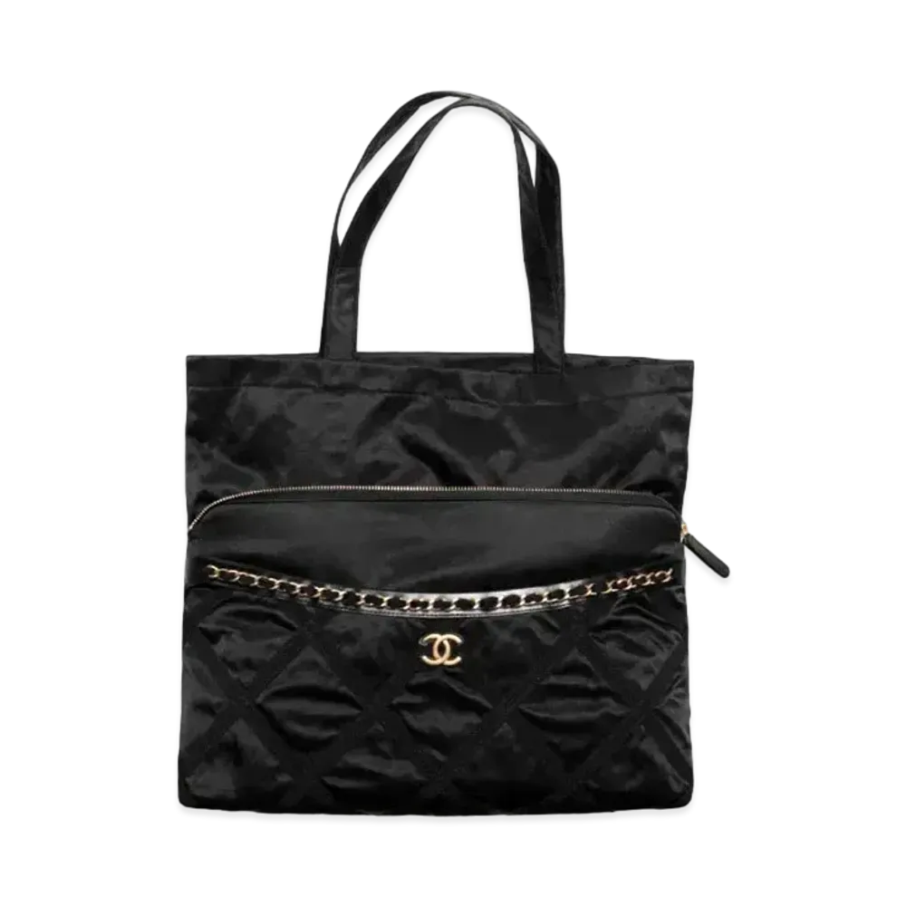 CHANEL Large Tote Bag Nylon & Grogrun "Black"
