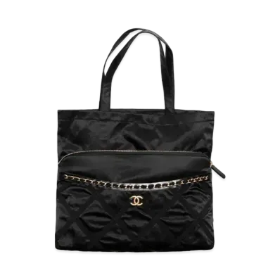 CHANEL Large Tote Bag Nylon & Grogrun "Black"