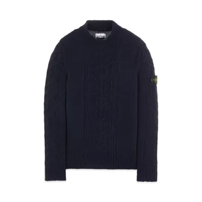 Stone Island 569D4 LAMBSWOOL WITH ARAN MOTIF "Blue"