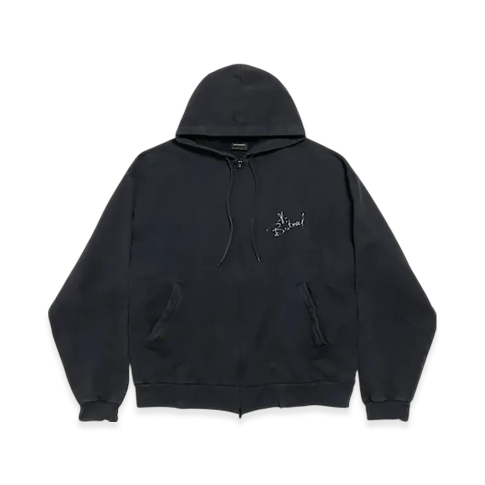 BALENCIAGA Music x Britney Spears Series Oversized Zip Up Hoodie "Black"