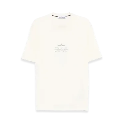 Stone Island Regular Fit Stone Print Cotton Jersey T-Shirt "White"