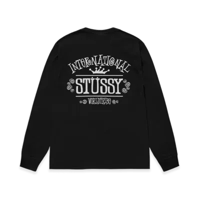Stussy Worldwide Pigment Dyed LS Tee "Black"