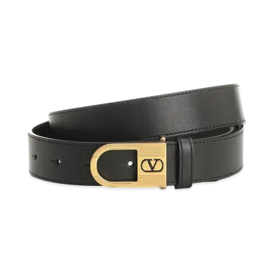 Valentino Vlogo Signature Leather Belt "Black"