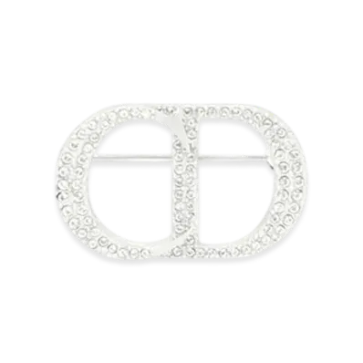 Dior CD Icon Brooch Crystals "Silver/White"