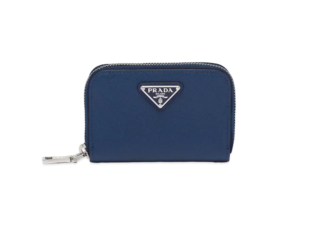 PRADA Saffiano Triangle Coin Case "Blue"