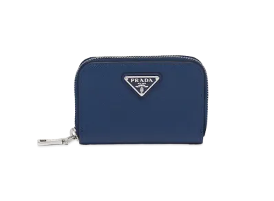 PRADA Saffiano Triangle Coin Case "Blue"