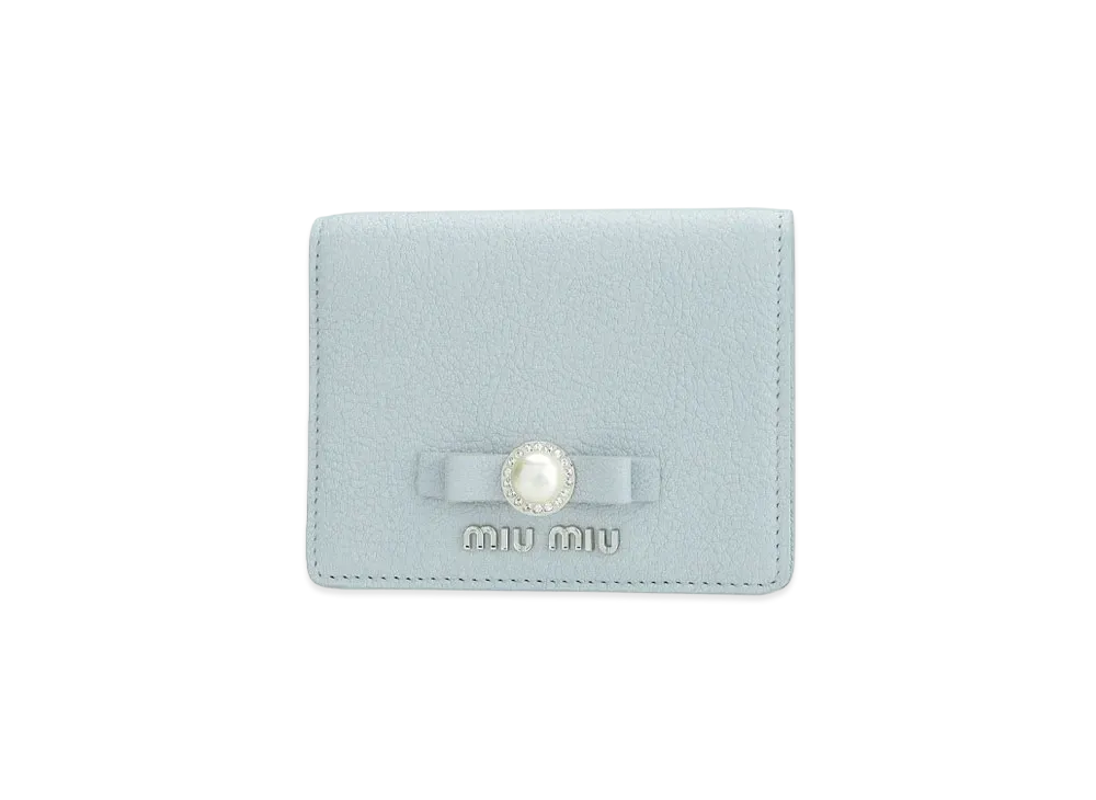 MIU MIU Small Madras Leather Wallet "Cornflower Blue"