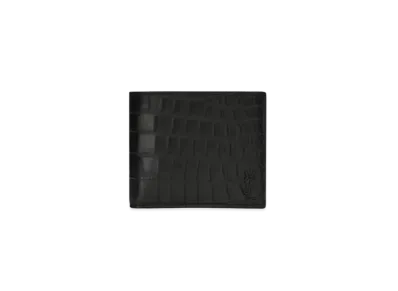 SAINT LAURENT Tiny Monogram East/West Wallet With Coin Purse In Crocodile-Embossed Leather "Black"