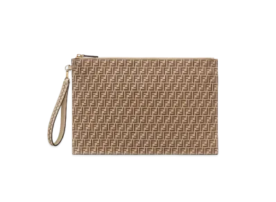 FENDI Flat Slim Clutch Large Leather "Beige"